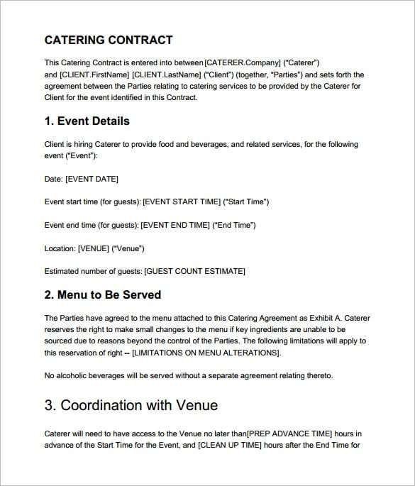 catering contract template 9