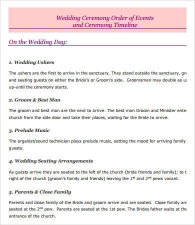 Wedding Day Timeline 7 Free PDF Documents Download