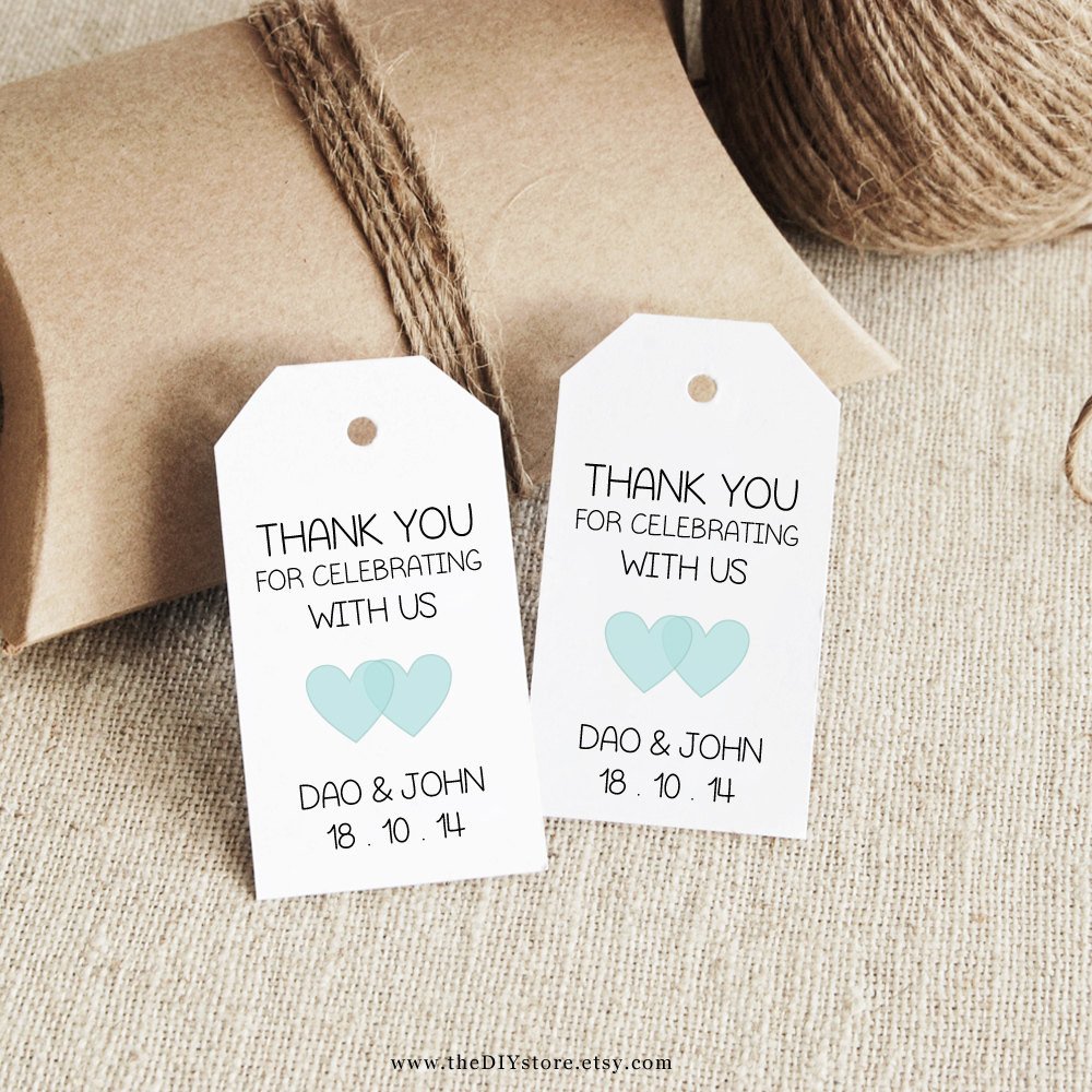 Favor Tag Template Printable SMALL Double Heart Design
