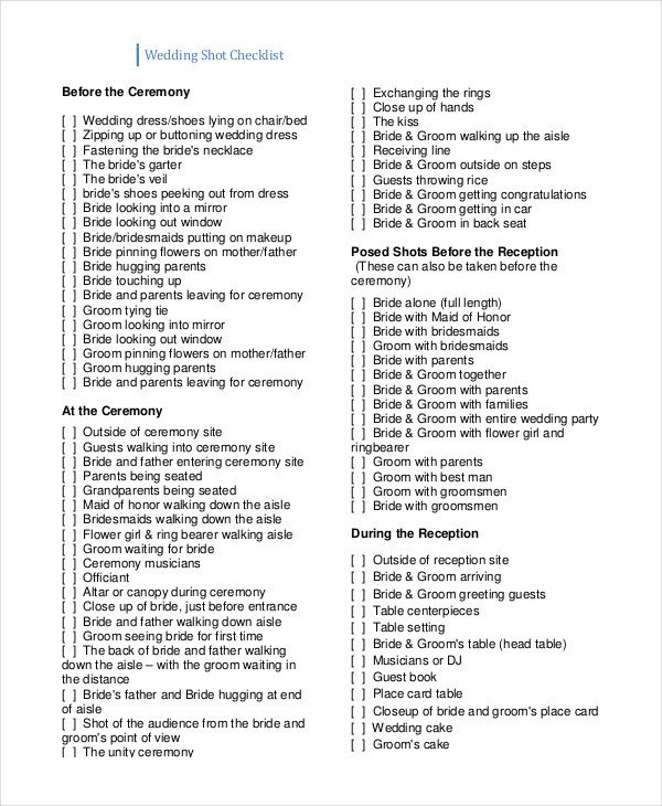 Simple Wedding Checklist 26 Free Word PDF Documents