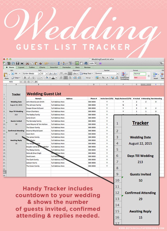 freebie Wedding Guest List Tracker Blog