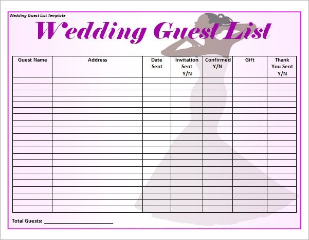 17 Wedding Guest List Templates PDF Word Excel