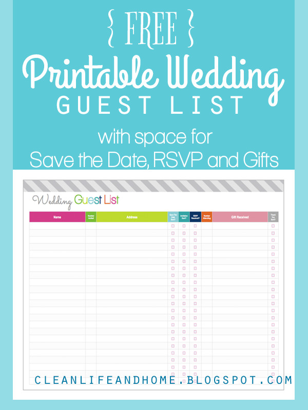 FREE Printable Wedding Guest List and Checklist by Clean
