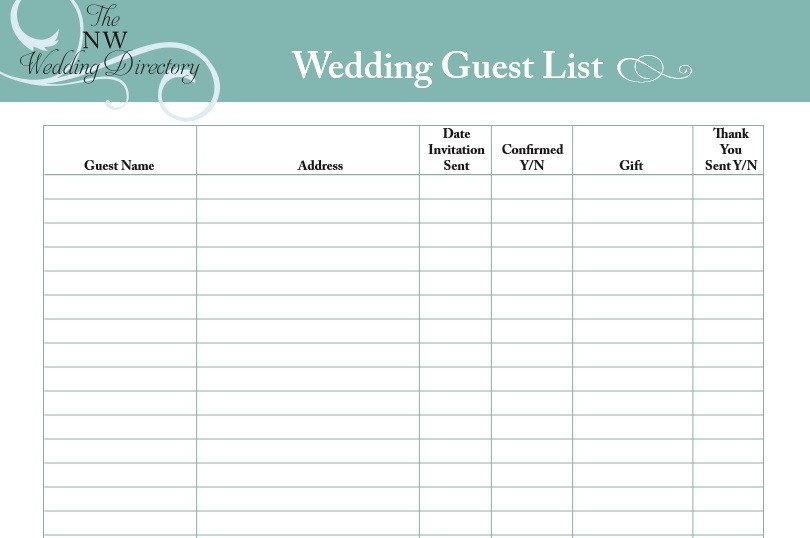 30 Free Wedding Guest List Templates TemplateHub
