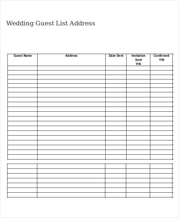 Wedding Guest List Template 9 Free Word Excel PDF