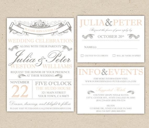 Rustic Wedding Invitation Template Vintage Modern Printable