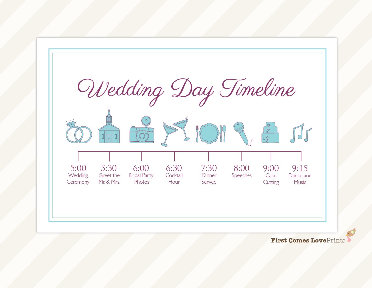 Wedding Day Timeline Card Itinerary for Guests Big Day