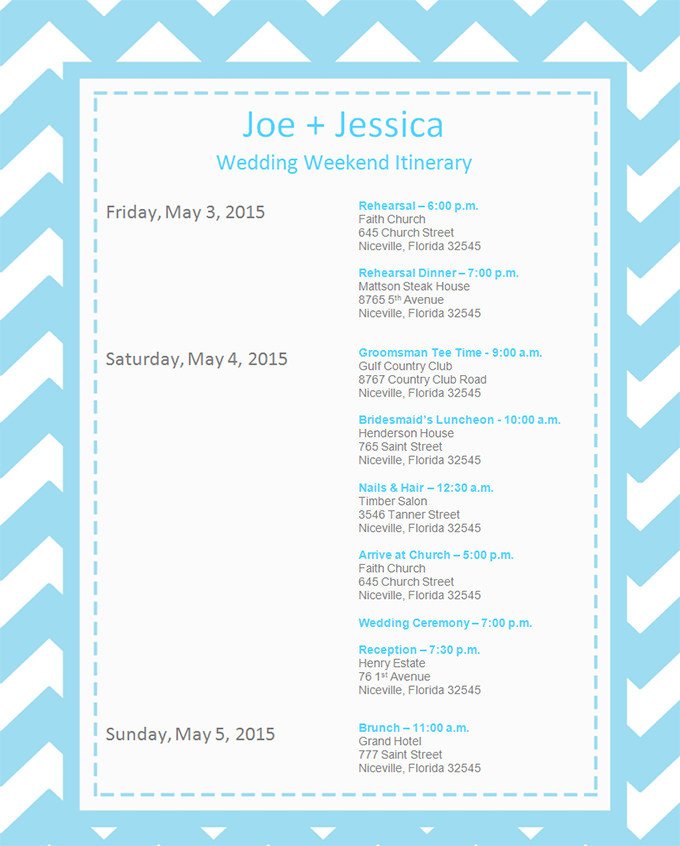 11 Event Itinerary Template DOC PDF PSD