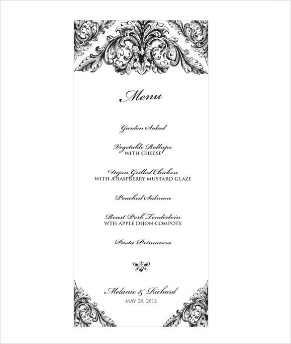 Wedding Menu Template 31 Download in PDF PSD Word