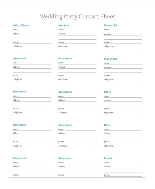 Free Contact List Template 10 Free Word PDF Documents