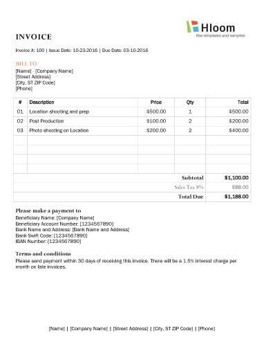 8 graphy Invoice Templates