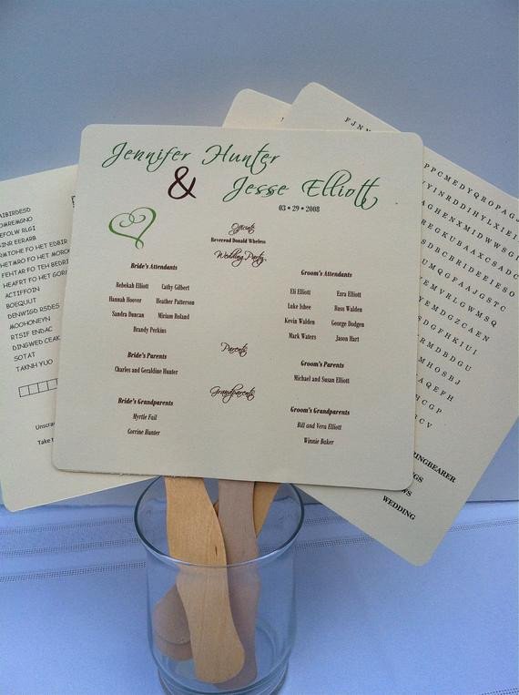 Items similar to Wedding Program Fan Template with