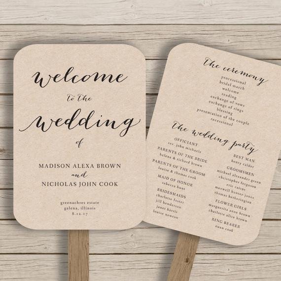 Wedding Program Fan Template printable by HopeStreetPrintables