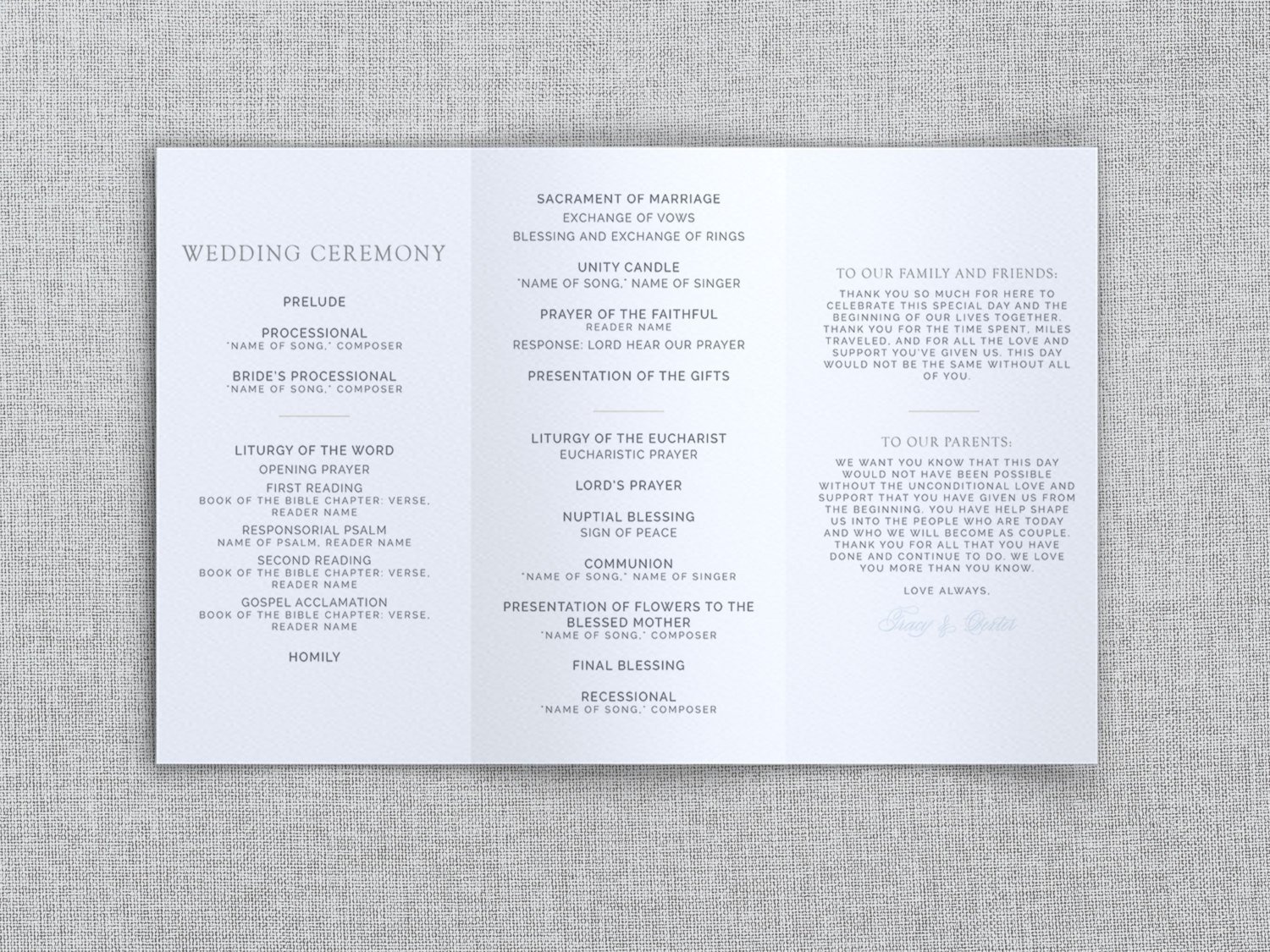 Just My Type Wedding – Tri Fold Wedding Program Template