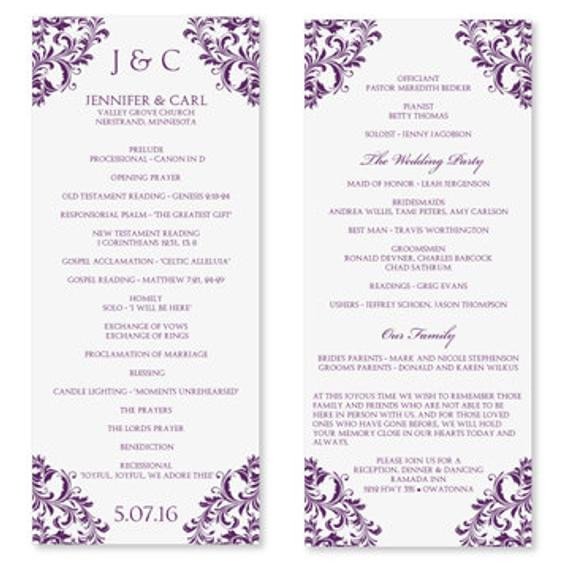 Wedding Program Template Instant Download EDIT by
