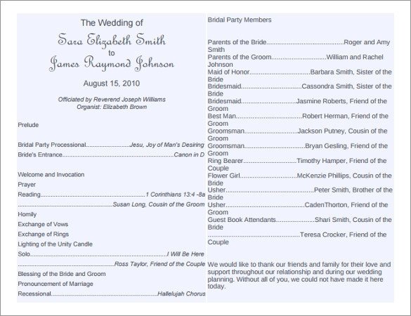 8 Word Wedding Program Templates Free Download