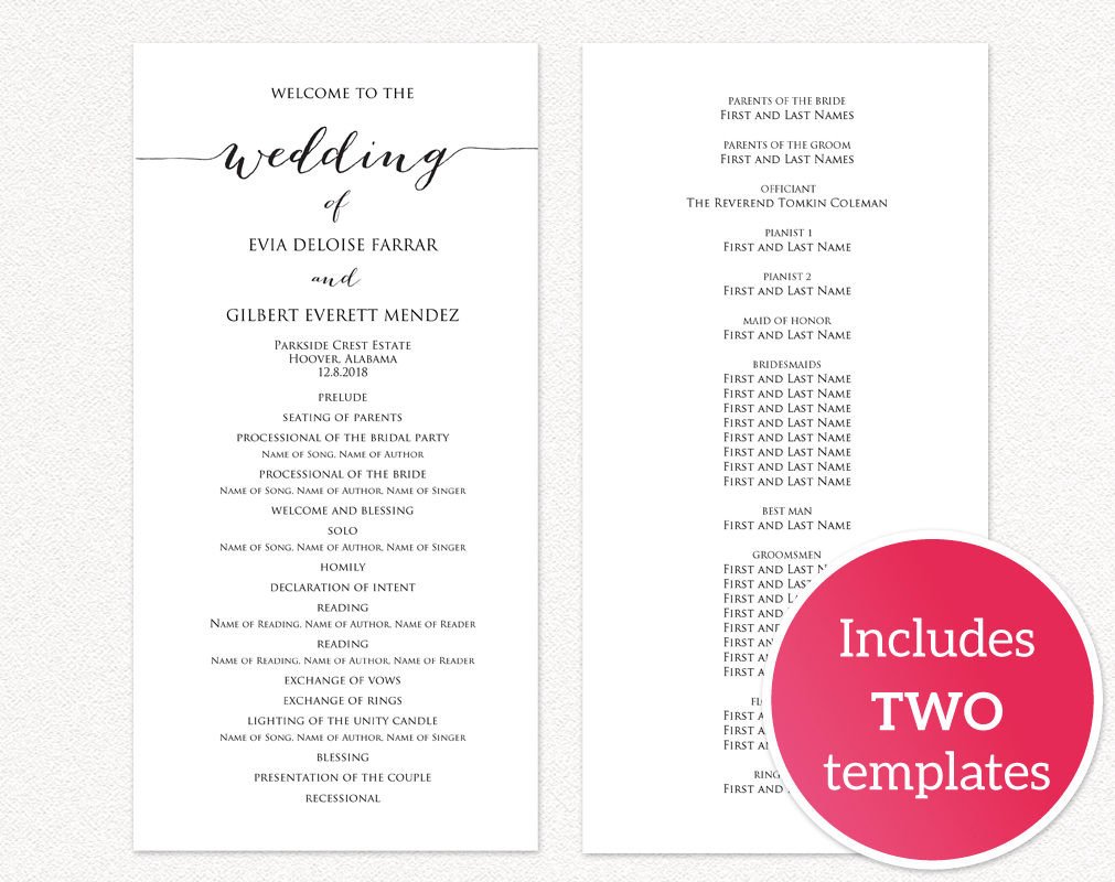 Wedding Programs · Wedding Templates and Printables
