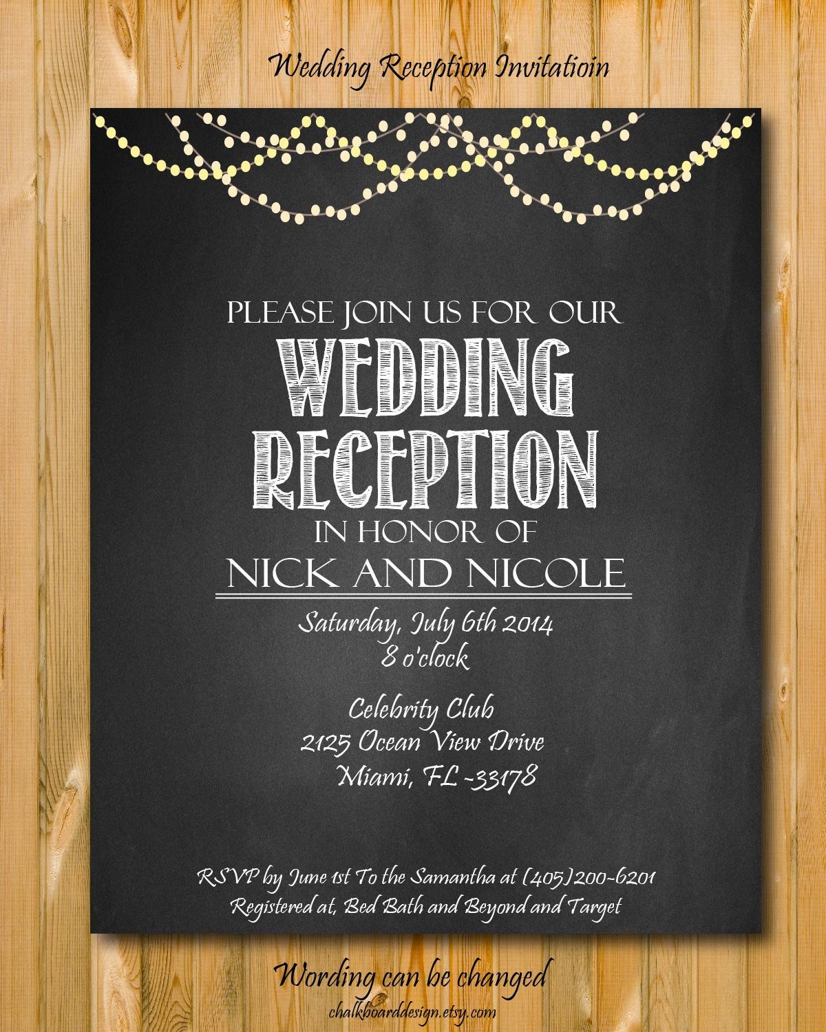 Printable wedding reception invitation Wedding by