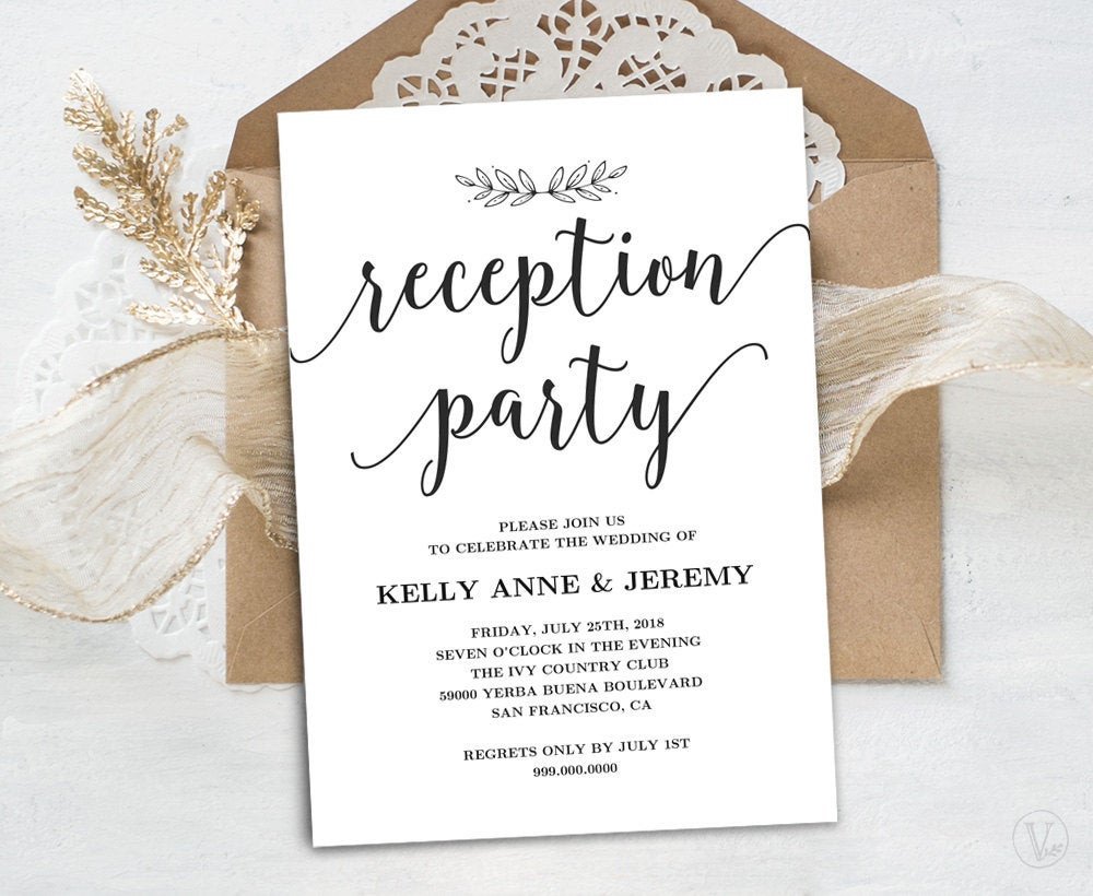 Wedding Reception Invitation Printable Reception Party Card