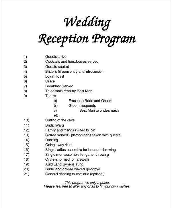 6 Wedding Program Free Sample Example Format Download