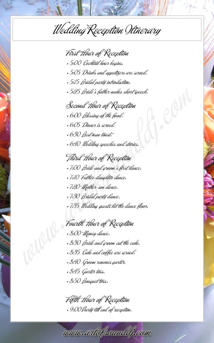 Wedding Reception Itinerary Great Idea Takes the