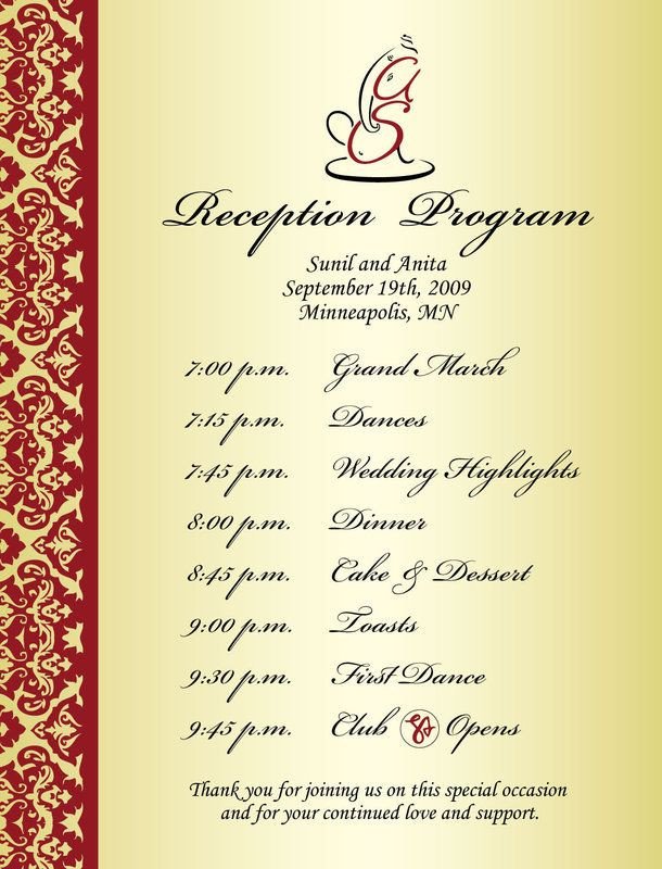 Wedding Reception Program Sample
