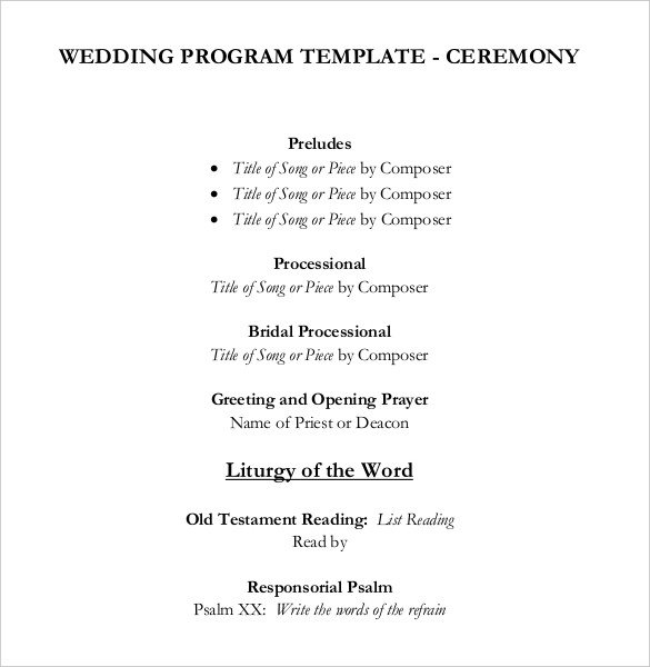 Wedding Program Templates – 15 Free Word PDF PSD