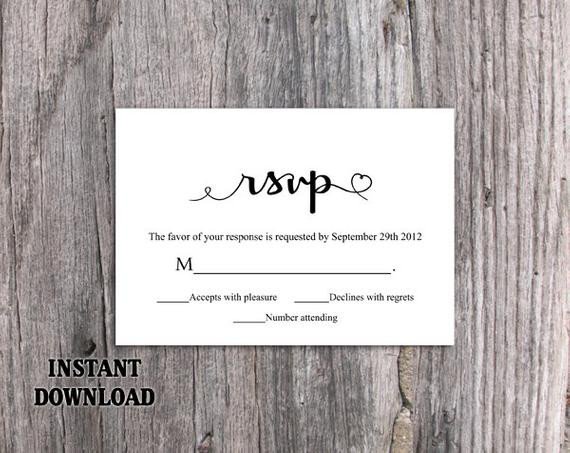 DIY Wedding RSVP Template Editable Word by TheDesignsEnchanted