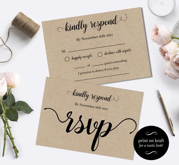 Wedding RSVP postcards templates rsvp cards wedding diy