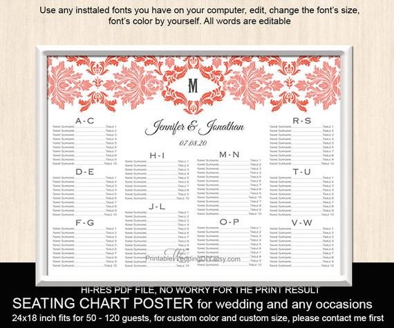 Items similar to Wedding seating chart template Printable