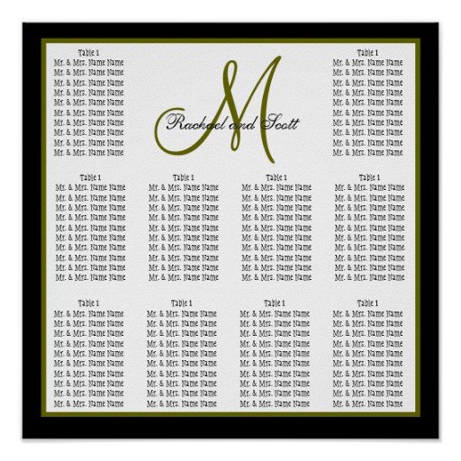 Template Wedding Seating Chart Monogram Names Poster