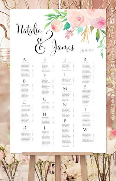 Wedding Seating Chart Poster Reception Table Plan