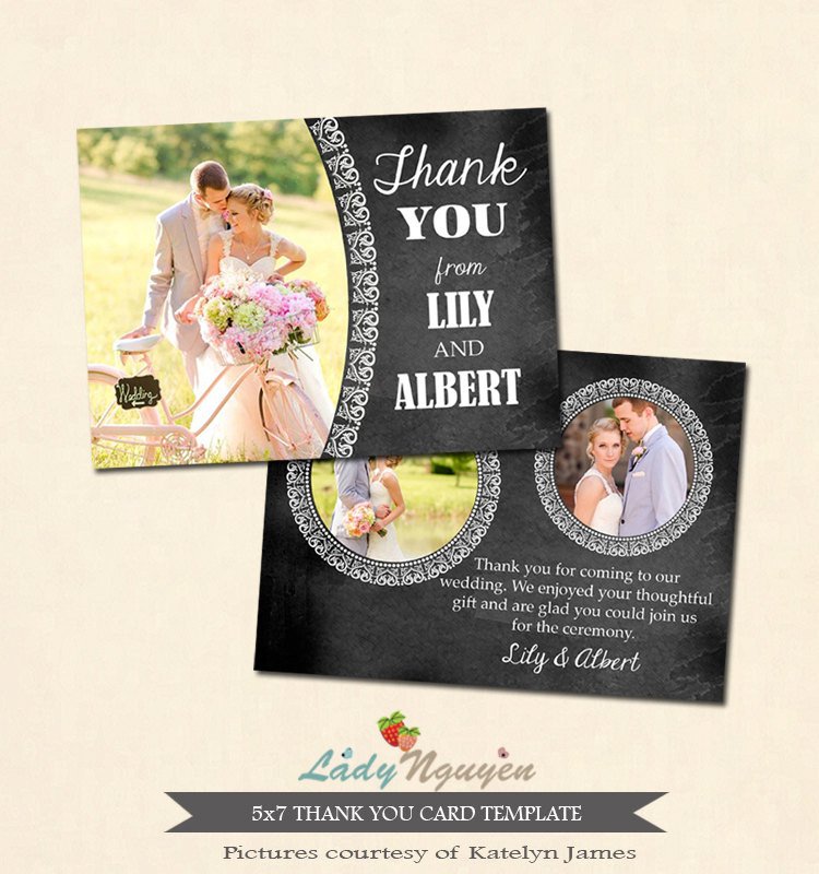 INSTANT DOWNLOAD 5x7 Wedding Thank You Card Template CA220
