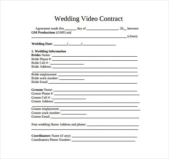 Videography Contract Template 11 Download Free