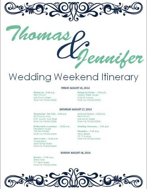 17 Best ideas about Wedding Weekend Itinerary on Pinterest
