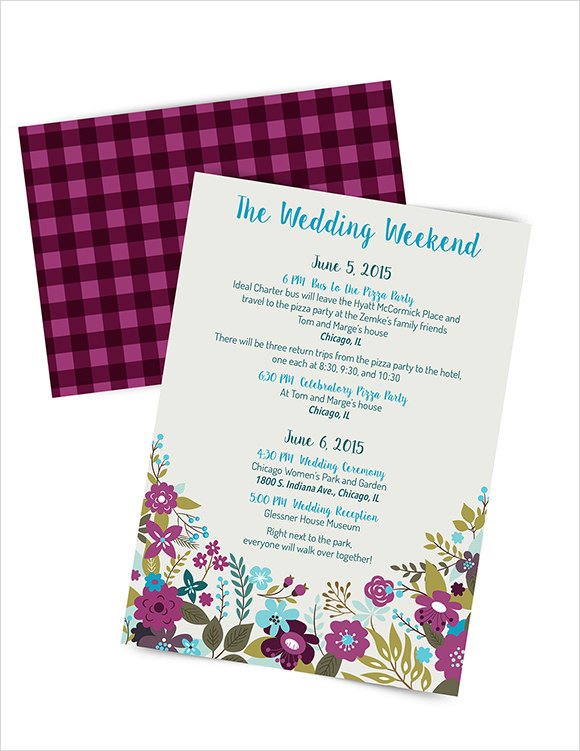 Sample Wedding Weekend Itinerary Template 12 Documents