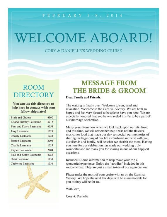 Cruise Wedding Wel e Letter Newsletter by