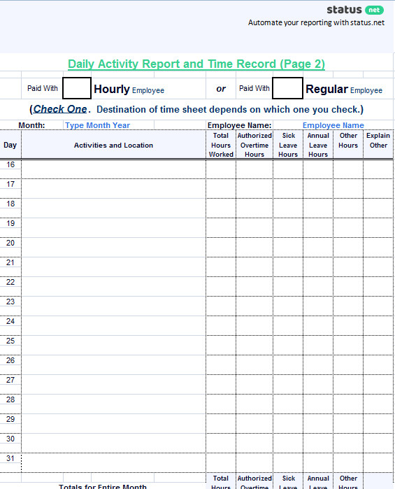 3 Best Examples Daily Report Template