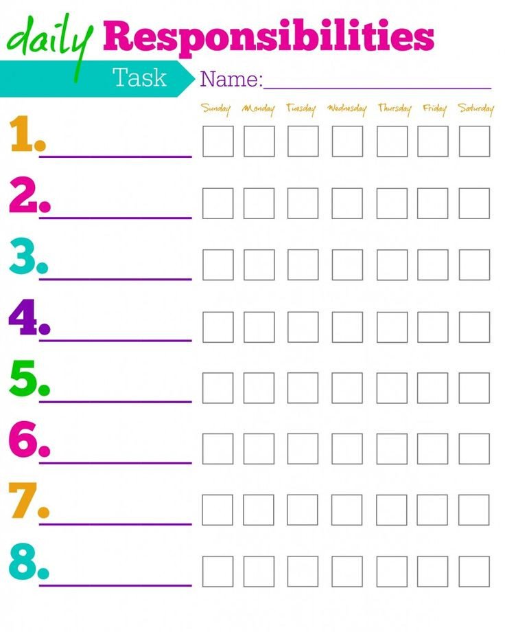Daily Responsibilities Chart for Kids FREE Printable to
