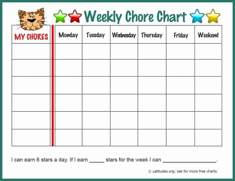 FREE Weekly Chore Chart Fun Tiger