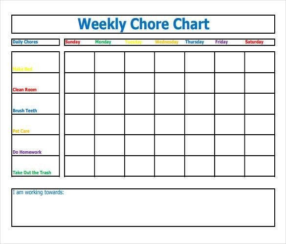 Example of Fillable Weekly Chore Chart How to Make Good