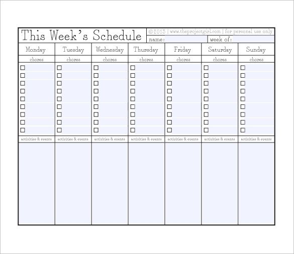 Sample Chore Chart 9 Documents in Word Excel PDF