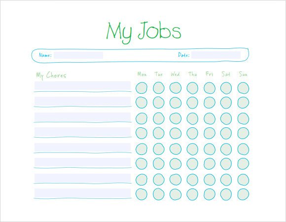 Sample Kids Chore Chart Template 8 Free Documents in