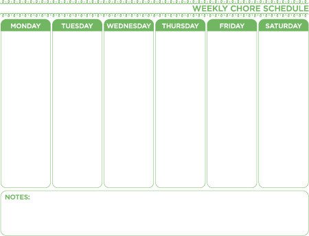 Weekly Chore Chart Template Free Download Home
