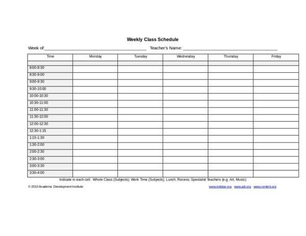 18 Weekly Group Schedule Templates PDF Word Excel