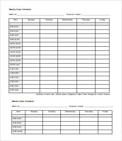 Week Schedule Template 12 Free Word Excel PDF