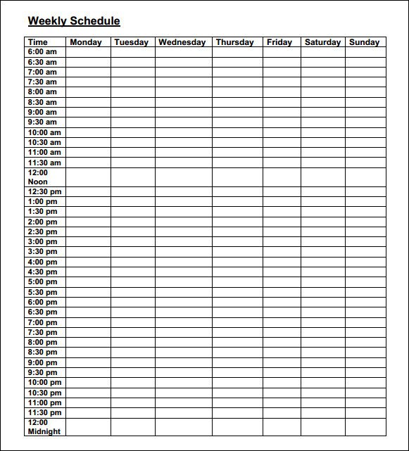 Weekly Schedule Template 9 Download Free Documents in