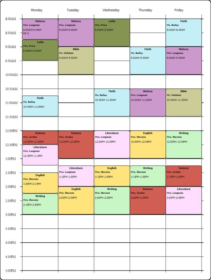 line Weekly Class Scheduling Template I Used the Free