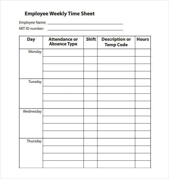 22 Employee Timesheet Templates – Free Sample Example