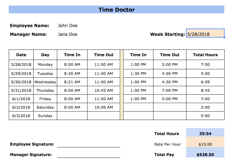 Free Timesheet Templates in Excel PDF Word Formats